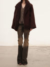 OUDE WAAG 25 Fall/Winter Teddy/Wool Patchwork Oversized Coat OW-OW-25AW-CT07W1BR440-KAFEI Coffee
